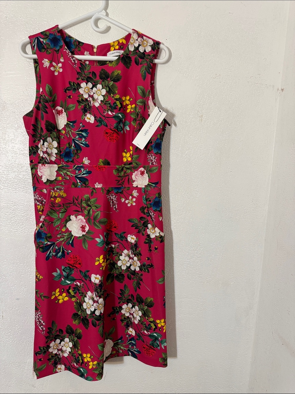 Calvin Klein  sleeveless Floral Pink Dress size 12